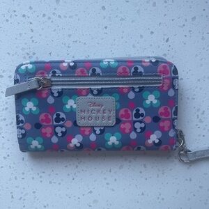 Disney Mickey Mouse Wristlet Wallet - Navy with Teal, Pink & White Accents